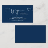Online bruiloft website RSVP, moderne marine blauw Informatiekaartje (Voorkant / Achterkant)