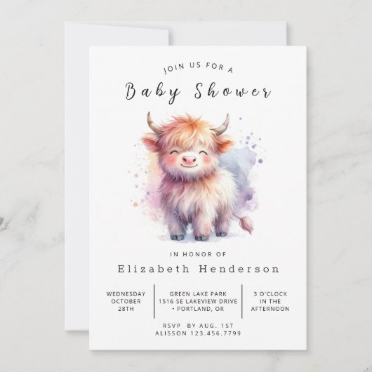 Online Chic Modern Koe Baby shower Kaart (Voorkant)