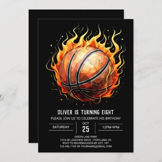 Online Chique Kinderbasketbal Verjaardag Kaart (Voorkant / Achterkant)