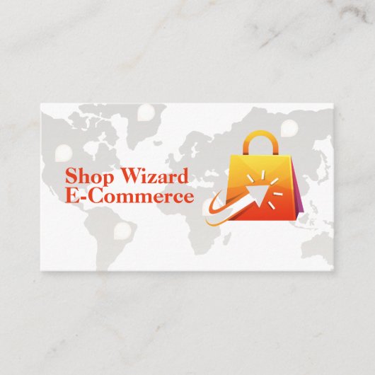 Online Click Shopping | E-Commerce | World Map Visitekaartje (Voorkant)