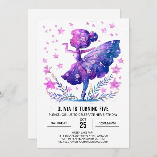 Online danser Ballerina Verjaardag Kaart (Voorkant / Achterkant)