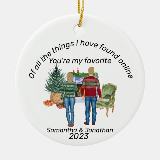 Online dating paar blond Passen getrouwd Keramisch Ornament (Voorkant)