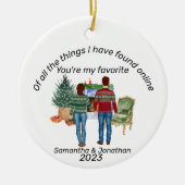 Online dating paar bruin haar Passen getrouwd Keramisch Ornament (Voorkant)