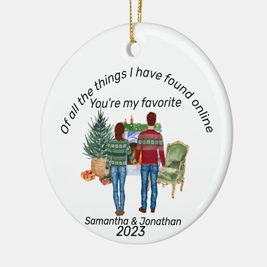 Online dating paar bruin haar Passen getrouwd Keramisch Ornament (Links)