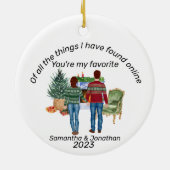 Online dating paar bruin haar Passen getrouwd Keramisch Ornament (Achterkant)