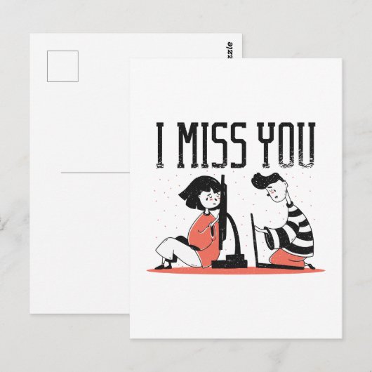 Online Dating Relatie MISS JE Cadeaubon Zacht Lief Briefkaart (Voorkant / Achterkant)