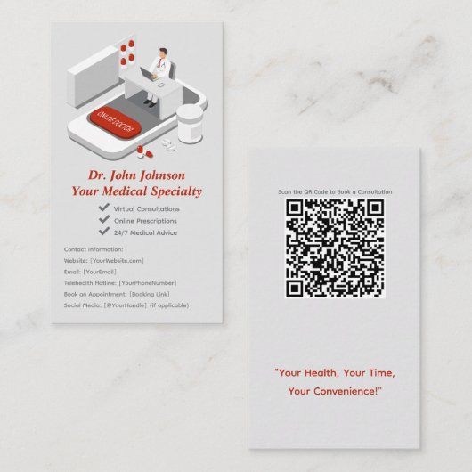Online Dokter Visitekaartje met QR-code (Voorkant / Achterkant)