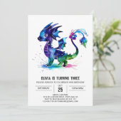 Online Eenvoudige Dragon Digitale Meisje Verjaarda Kaart (Staand voorkant)