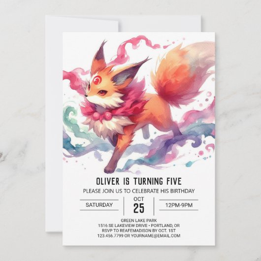Online Elegant Fox Verjaardag Kaart (Voorkant)