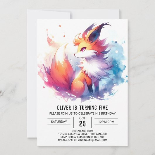 Online Elegant Fox Verjaardag Kaart (Voorkant)