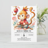 Online Elegant Monkey Verjaardag Kaart (Staand voorkant)