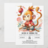 Online Elegant Monkey Verjaardag Kaart (Voorkant / Achterkant)