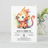 Online Elegant Monkey Verjaardag Kaart (Staand voorkant)