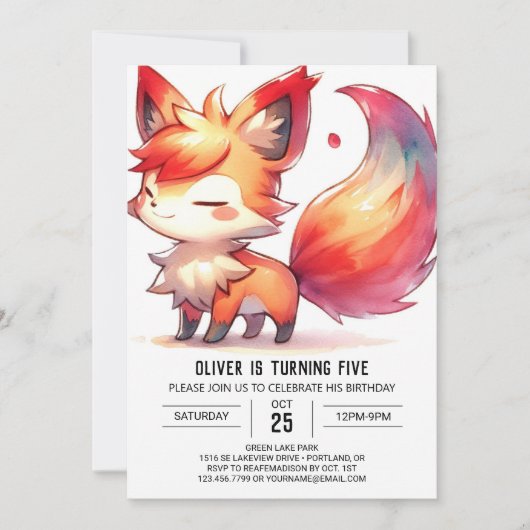 Online Enchanted Fox Verjaardag Kaart (Voorkant)