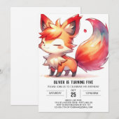 Online Enchanted Fox Verjaardag Kaart (Voorkant / Achterkant)