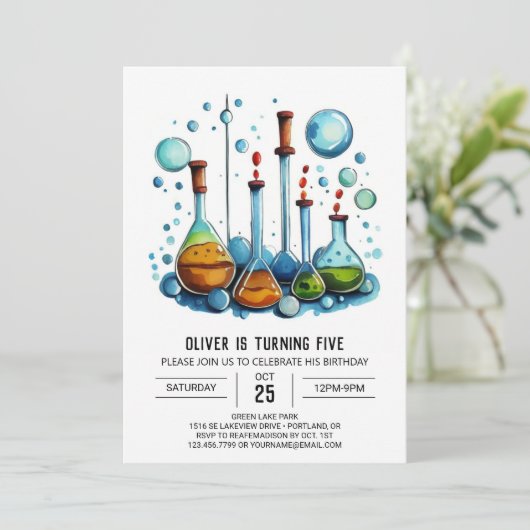 Online Experiment Whimsy Wetenschapper Verjaardag Kaart (Staand voorkant)