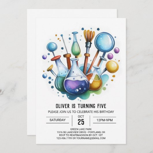 Online Experiment Whimsy Wetenschapper Verjaardag Kaart (Voorkant / Achterkant)