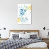 Online face art Blauw water pijn bloemen goud Canvas Afdruk (Insitu (Slaapkamer))