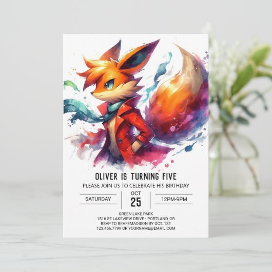 Online Fox Verjaardag Kaart (Staand voorkant)