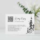 Online getrokken QR-code voor gebergte met de hand RSVP Kaartje (Staand voorkant)