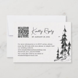Online getrokken QR-code voor gebergte met de hand RSVP Kaartje