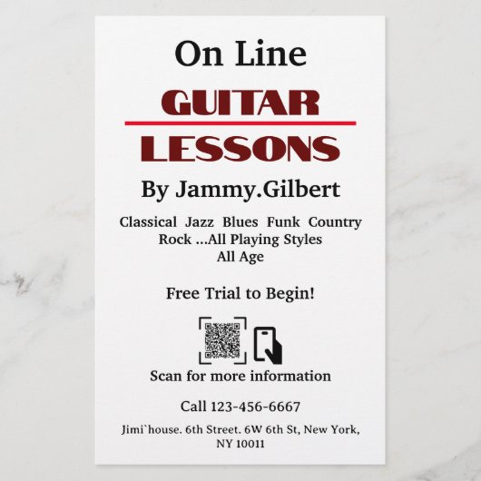 Online gitaarlessen Flyer Dubbelzijdig afdrukken (Voorkant)