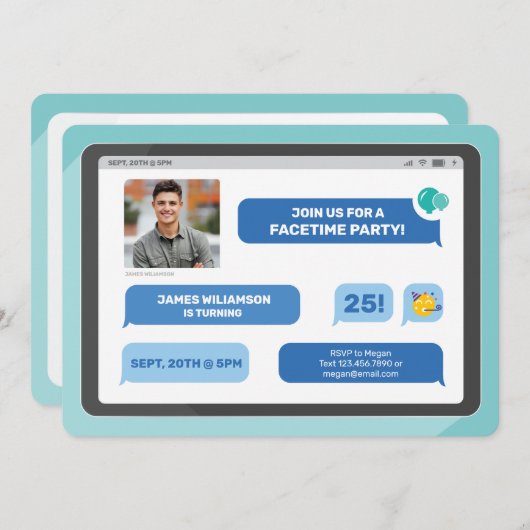 Online groepsvideochat Tablet Text Message Party Kaart (Voorkant / Achterkant)