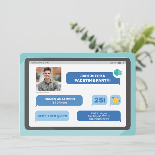 Online groepsvideochat Tablet Text Message Party Kaart (Staand voorkant)