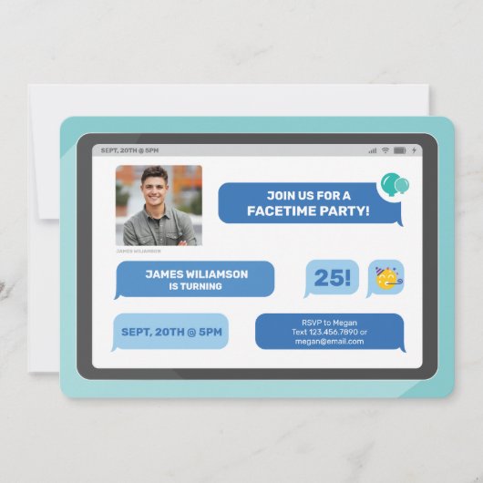 Online groepsvideochat Tablet Text Message Party Kaart (Voorkant)