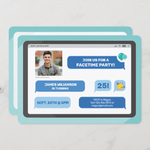 Online groepsvideochat Tablet Text Message Party Kaart