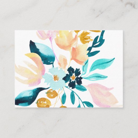 Online Huwelijkswebsite RSVP Blauw Groen Bloemen Informatiekaartje (Achterkant)