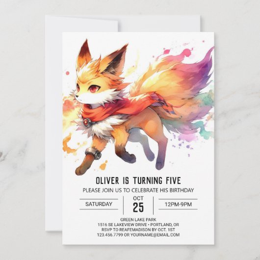 Online Joyful Fox Verjaardag Kaart (Voorkant)