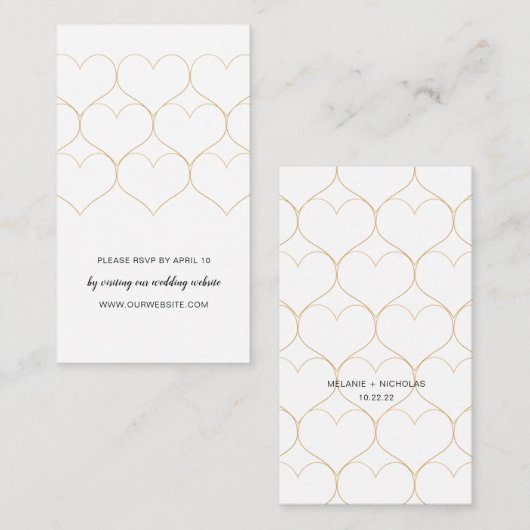 Online kaart met de 'Modern Gold Hearts bruiloft' (Voorkant / Achterkant)