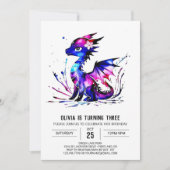 Online Kleurrijke Dragon Digitale Meisje Verjaarda Kaart (Voorkant)