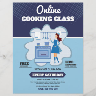 Online koken, klasse flyer