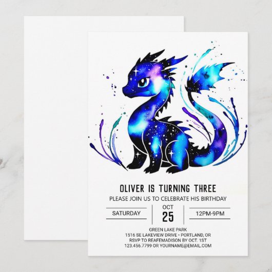 Online Majestic Dragon Digitale Jongen Verjaardag Kaart (Voorkant / Achterkant)