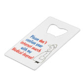 Online medische diagnose en een gekwalificeerde ar creditkaart flessenopener (Voorkant Gekanteld)