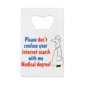 Online medische diagnose en een gekwalificeerde ar creditkaart flessenopener (Achterkant)