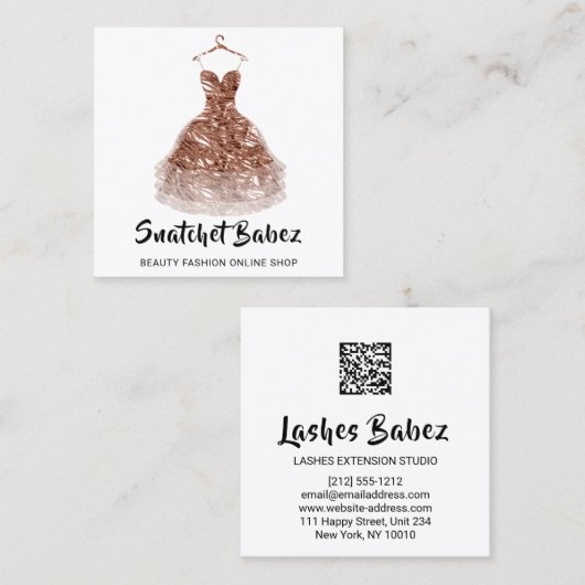 Online Mode Witte drukker QR Code Logo Vierkante Visitekaartje (Voorkant / Achterkant)