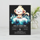 Online Monkey Birthday Kaart (Staand voorkant)