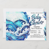 Online Nautical Waves Baby shower Kaart (Voorkant)