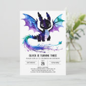 Online Paarse Dragon Digitale Jongen Verjaardag Kaart (Staand voorkant)