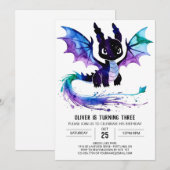 Online Paarse Dragon Digitale Jongen Verjaardag Kaart (Voorkant / Achterkant)