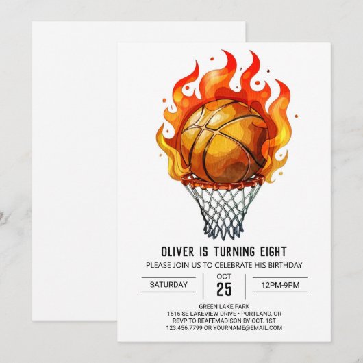 Online Pastel Sport Basketbal Verjaardag Kaart (Voorkant / Achterkant)