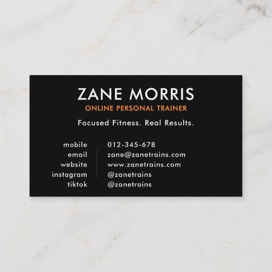 Online Personal Trainer QR Code Visitekaartje (Achterkant)