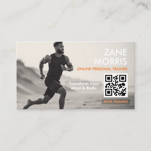Online Personal Trainer QR Code Visitekaartje (Voorkant)