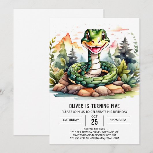 Online Python Kinderen Verjaardagsfeest Kaart (Voorkant / Achterkant)