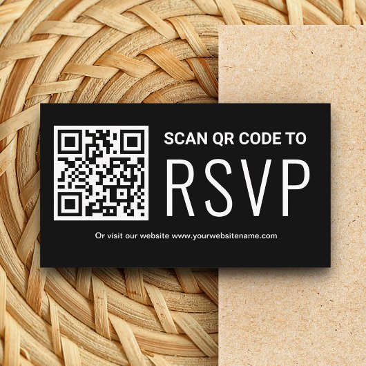 Online QR Code RSVP Trouwwebsite Zwart Wit Informatiekaartje