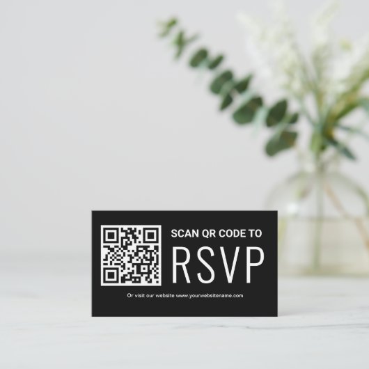 Online QR Code RSVP Trouwwebsite Zwart Wit Informatiekaartje (Staand voorkant)