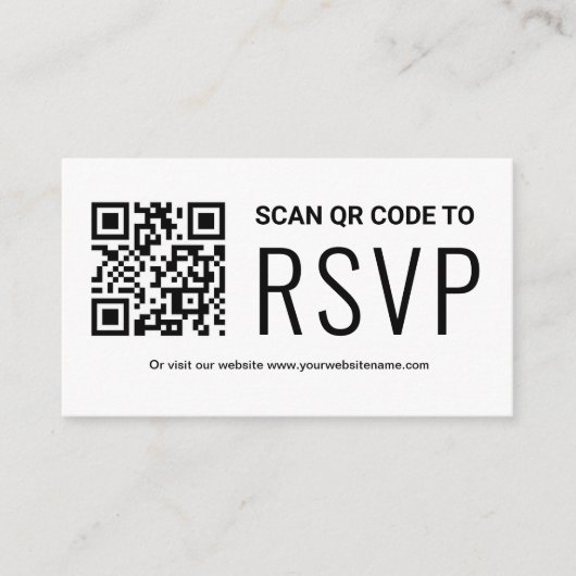 Online QR-code RSVP Weddenschap Website Informatiekaartje (Voorkant)